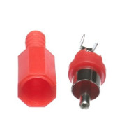 RCA Male Solder Connector with Strain Relief - Plastic - Red