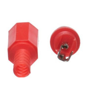 RCA Male Solder Connector with Strain Relief - Plastic - Red