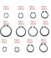 225pcs/set Snap Ring C-Clip Assortment Metal Circlip Car Kit Set 18 Sizes Retaining Ring With Box