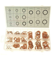 180PCS Solid Copper Washers Sump Plug Assorted Engine Seal Washer Set Box