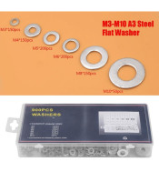 900Pcs M3 M4 M5 M6 M8 M10 Washer Assortment A3 Steel Plain Washers