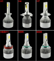 9005 HB3 72W 7600LM COB Chip C6 LED Headlight 36W 3800LM