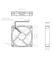 FAN MOTOR DC 12V 120X120X25 HIGH SLEEVE WIRE