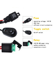 LED Work Fog Light Bar Wiring Harness Relay Kit On/off Switch off Road