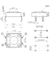 12.0X12.0 Flat Stem with Stable Operation Feeling Tact Switch (TVGP01)