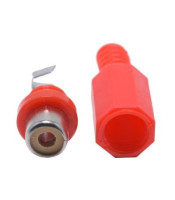 RCA Female Solder Connector with Strain Relief - Plastic - Red