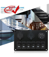 boat SWITCH PANEL ΠΑΝΕΛ 6ch ΣΚΑΦΟΥΣ ΜΕ ΔΙΑΚΟΠΤΕΣ ΒΟΛΤΟΜΕΤΡΟ ΚΑΙ USBAUTO - MOTO