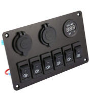 boat SWITCH PANEL ΠΑΝΕΛ 6ch ΣΚΑΦΟΥΣ ΜΕ ΔΙΑΚΟΠΤΕΣ ΒΟΛΤΟΜΕΤΡΟ ΚΑΙ USBAUTO - MOTO