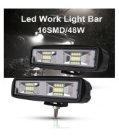 16 LED Work Light Flood Beam Bar Car SUV Offroad Driving Fog Lamps