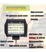 72w 4Row  ΑΔΙΑΒΡΟΧΟΣ ΠΡΟΒΟΛΕΑΣ LED 72W 12 - 24 vDC 4RowHEADLIGHT