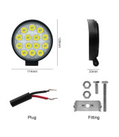 SLIM 42W LED WORK LIGHT ROUND ΑΔΙΑΒΡΟΧΟΣ ΠΡΟΒΟΛΕΑΣ 14 LED 42W ΣΤΡΟΓΓΥΛΟΣHEADLIGHT