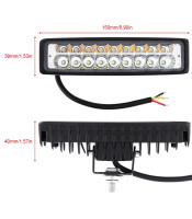 6 Inch 54W LED Work Light Bar White+Yellow