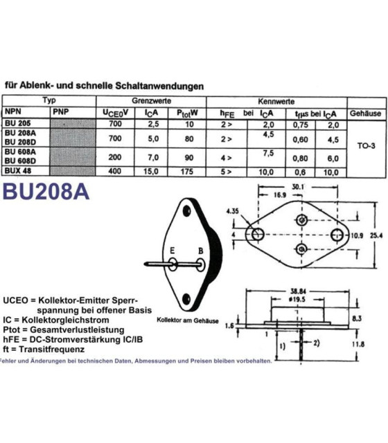 ΤΡΑΝΖΙΣΤΟΡ BU208A