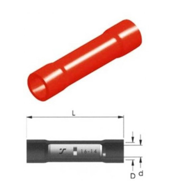 Съединител изолиран втулков /BV1.25/ ЧЕРВЕН