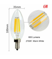 LED Filament Candle 6W Glass bulb 2700k