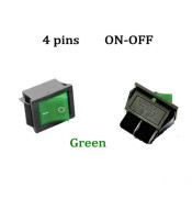 Luminous green rocker switch DPST 4 pin