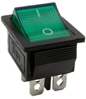 Luminous green rocker switch DPST 4 pin