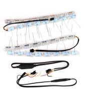 LED Strip Light White Amber Crystal Water Lamp With Telescopic Steering DRL Turn Signal lights