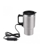 12V 450ml Electric In‑car Stainless Steel Travel Heating Cup Coffee Tea Car Cup Mug Silver