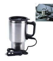 12V 450ml Electric In‑car Stainless Steel Travel Heating Cup Coffee Tea Car Cup Mug Silver