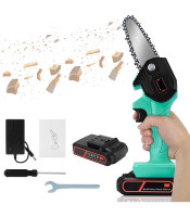 Mini Cordless Electric Chain Saw One-Hand Woodworking Wood Cutter 1pc Battery -