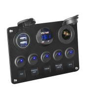 Waterproof 12V/24V Toggle Switch Panel, Dual USB Charger Port 4.2A + Lighter Socket + Digital Voltmeter