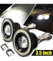 M609 Angel Eyes 2 x UNIVERSAL fog ΦΩΤΑ ΟΜΙΧΛΗΣ LED COB Angel Eyes 89mmLED ΜΠΑΡΕΣ