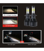 X7 H4 Golden LED Headlight H4 Car LED Lamp White 6000K 8000lm 40W Four-Sided Luminous