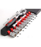 12 Pcs Ratchet Wrench Socket Spanner Set Hardware Vanadium Chrome-vanadium Steel Repairing Kit Hand Tools Set