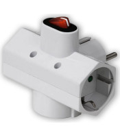 Power plug, 3-way, 1 schuko to 3 schuko, 16A, 230VAC, 3680W