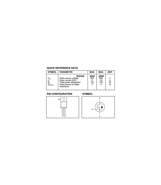 BUK456 4A 600V N-Channel Power MOSFET