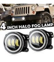 4Inch Round Led Fog Lights 30W 6000K White Halo Ring DRL Off Road Fog Lamps For Jeep