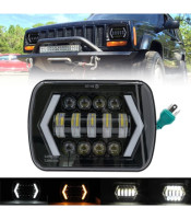 7x6 inch Halo LED Headlight, 5x7 inch Square LED Headlamp with Arrow Angel Eyes DRL