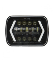 7x6 inch Halo LED Headlight, 5x7 inch Square LED Headlamp with Arrow Angel Eyes DRL