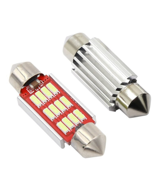 White Festoon Canbus Error Free Interior Light Bulb 42mm 12SMD 4014 LED C10W