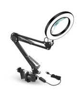 Led Desk Lamp, Clip Led Light Desk Desk Lamp, Folding Clip Magnifier Lamp Led Ring Lamp with 5X USB