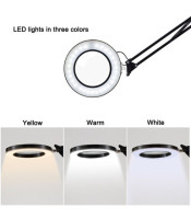 Led Desk Lamp, Clip Led Light Desk Desk Lamp, Folding Clip Magnifier Lamp Led Ring Lamp with 5X USB