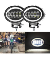 5 Inch 7D LED Work Light with White Halo LED Angel Eyes for Motorcycle Offroad Truck Driving Car Boat