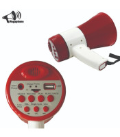 Hand grip type megaphone with siren USB 5V 15W