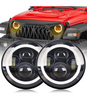 Led Bright Round Hi/ Low Beam Led Headlights DRL for Harley Jeep Wrangler