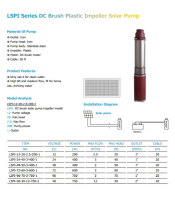 DC Solar pump impeller type, 1 icnh 48V, 400W, 50M