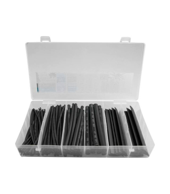 Set of heat shrinkable tubes, 100 pcs., blackΚΑΣΕΤΙΝΑ ΜΕ ΘΕΡΜΟΣΥΣΤΕ...