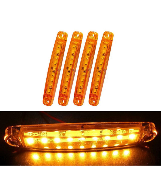 4 x Amber Orange 12V 9 Led Side Marker Indicators Lights Truck Trai...