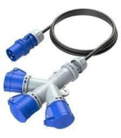 MALE INDUSTRIAL PLUG 3P 16A CABLE TO 3FEMALE 3P 16A9432002 IP44 PCE