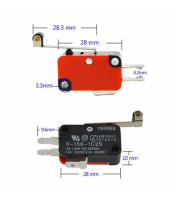 Microswitch lever with roller, SPDT, 10A / 250VAC, 28x10.3x16mmVM-0...