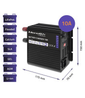 Qoltec Smart Monolith charger for LiFePO4 AGM GEL SLA batteries | 10A | 12V