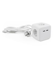 Socket cube with 4x protective contact socket + 2xUSB, 1.5m supply cable