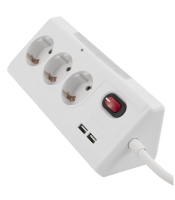 Table socket "TS-03" 3-way protective contact, 2x USB, with switch