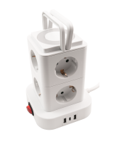 Socket tower with 8 protective contact sockets