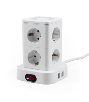 Socket tower with 8 protective contact sockets